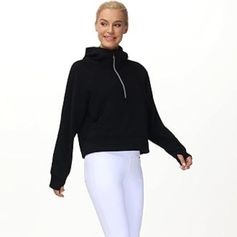 THE GYM PEOPLE Womens' Hoodies Half Zip Long Sleeve Fleece Crop Pullover Sweatsh